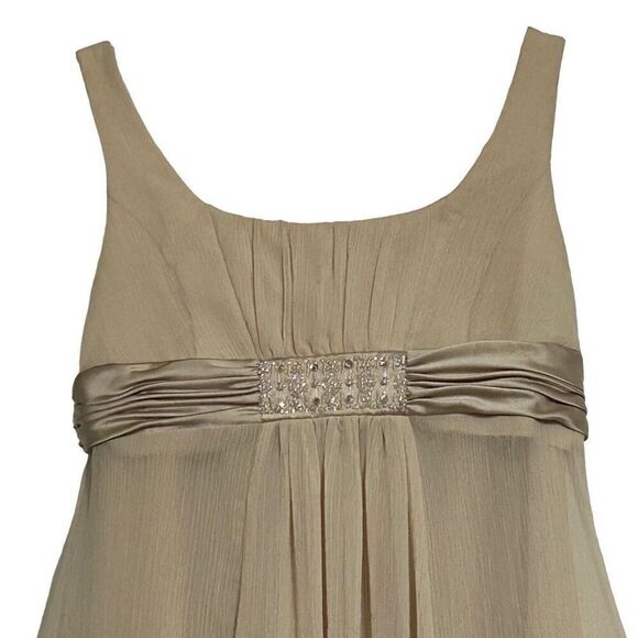 Davids Bridal Formal Bridesmaid Dress Size 8 Champagne Sleeveless Chiffon A-line - Picture 6 of 11